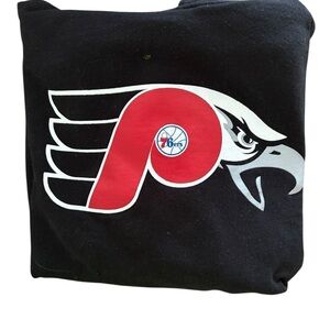 Gildan Black Hoodie with Red and White Eagle Graphic